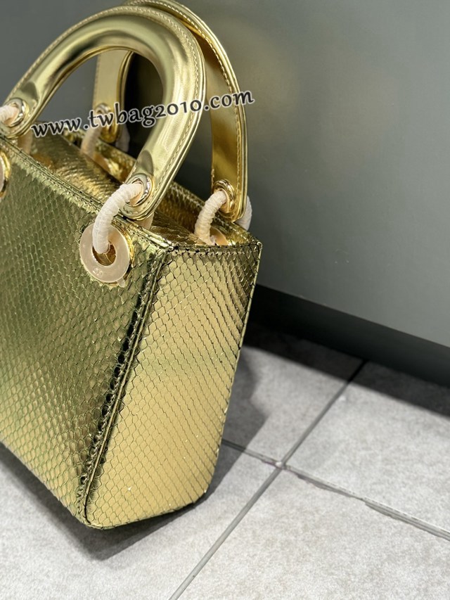 Dior专柜新款Lady女包迪奥高仿原单蟒蛇皮Ladymini三格戴妃手提单肩包 djfk1532